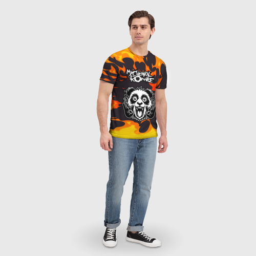 Мужская футболка 3D My Chemical Romance рок панда и огонь, цвет 3D печать - фото 5