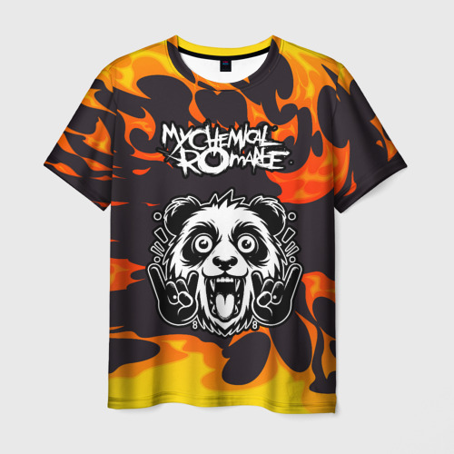 Мужская футболка 3D My Chemical Romance рок панда и огонь, цвет 3D печать