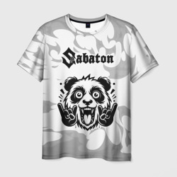 Мужская футболка 3D Sabaton рок панда на светлом фоне