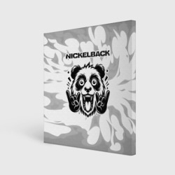 Холст квадратный Nickelback рок панда на светлом фоне