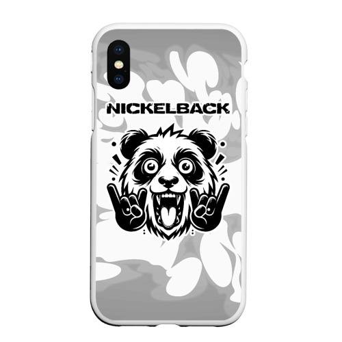 Чехол для iPhone XS Max матовый Nickelback рок панда на светлом фоне