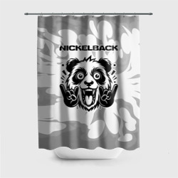 Штора 3D для ванной Nickelback рок панда на светлом фоне