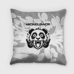 Подушка 3D Nickelback рок панда на светлом фоне