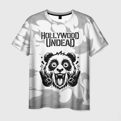 Мужская футболка 3D Hollywood Undead рок панда на светлом фоне, цвет 3D печать