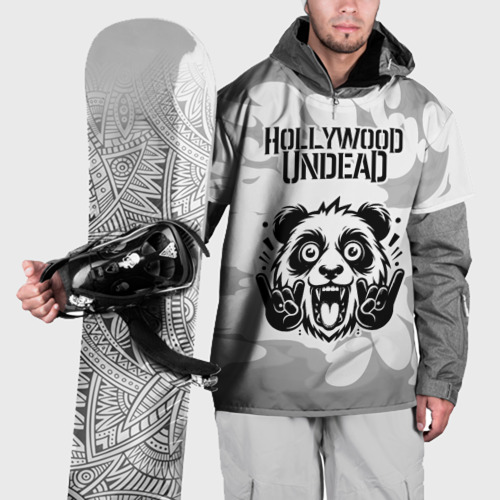 Накидка на куртку 3D Hollywood Undead рок панда на светлом фоне, цвет 3D печать