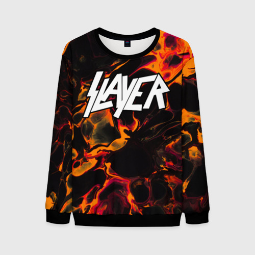 Мужской свитшот 3D Slayer red lava, цвет черный