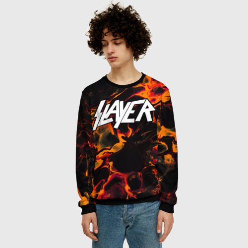 Мужской свитшот 3D Slayer red lava, цвет черный - фото 3