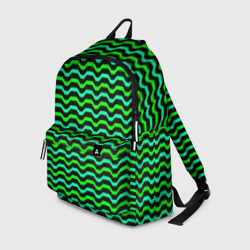 Рюкзак 3D Зелёные полосы на чёрном фоне