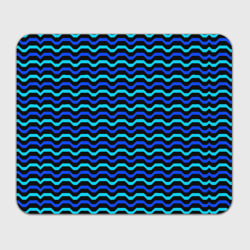 Прямоугольный коврик для мышки Синие и голубые полосы на чёрном фоне