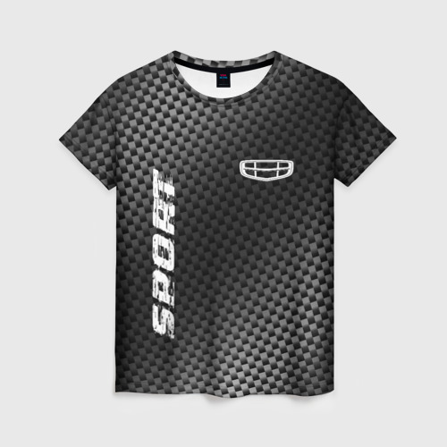 Женская футболка 3D с принтом Geely sport carbon, вид спереди #2