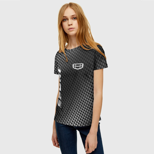 Женская футболка 3D с принтом Geely sport carbon, фото на моделе #1