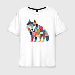 Мужская футболка хлопок Oversize Funny wolf - patchwork ai art