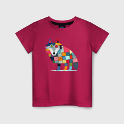 Детская футболка хлопок Funny wolf - patchwork ai art