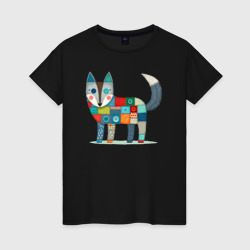 Женская футболка хлопок Funny fox - patchwork ai art