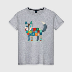Женская футболка хлопок Funny fox - patchwork ai art
