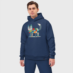 Мужской костюм oversize хлопок Funny fox - patchwork ai art - фото 2