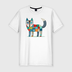 Мужская футболка хлопок Slim Funny fox - patchwork ai art