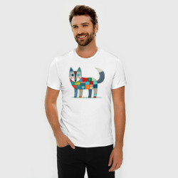 Мужская футболка хлопок Slim Funny fox - patchwork ai art - фото 2