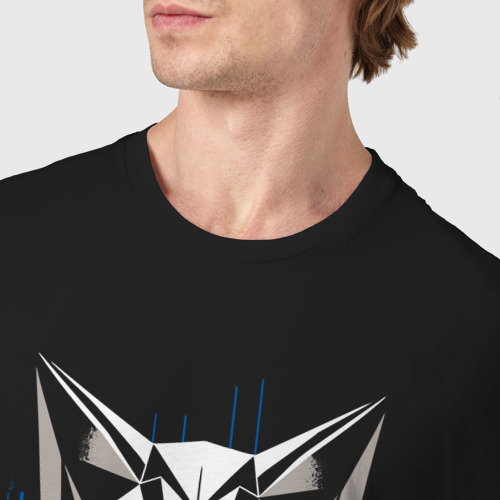 Мужская футболка хлопок Геометрический лис полигональный, цвет черный - фото 6