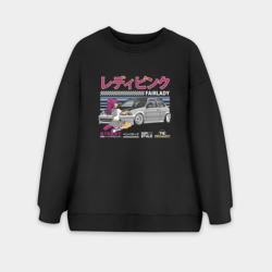 Женский свитшот oversize без начеса хлопок Аниме Хонда цивик