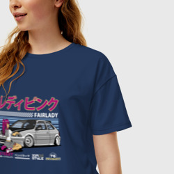Женская футболка хлопок Oversize Аниме Хонда цивик - фото 2