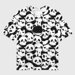 Женская футболка oversize 3D Выходной господина злодея с пандами