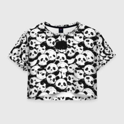 Женская футболка Crop-top 3D Выходной господина злодея с пандами