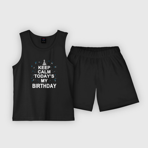 Детская пижама с шортами хлопок Сегодня мой день рождения, цвет черный