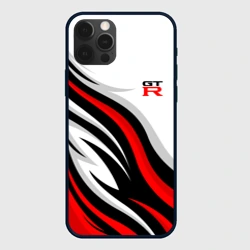 Чехол для iPhone 12 Pro Nissan GTR - красные языки пламени
