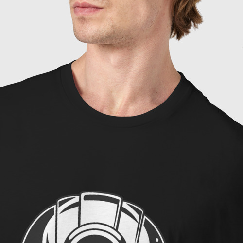 Мужская футболка хлопок Череп в шахтерской каске, цвет черный - фото 6