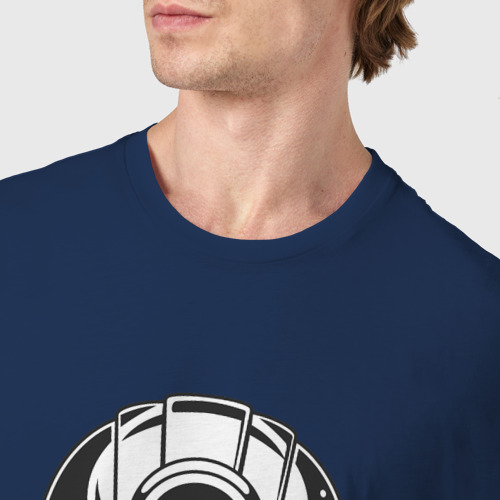 Мужская футболка хлопок Череп в шахтерской каске, цвет темно-синий - фото 6