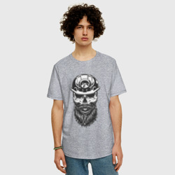 Мужская футболка хлопок Oversize Череп в шахтерской каске - фото 2
