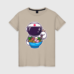 Космонавт ест рамен – Женская футболка хлопок с принтом купить со скидкой в -20%