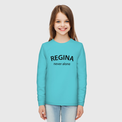 Детский лонгслив хлопок Regina never alone - motto, цвет бирюзовый - фото 5