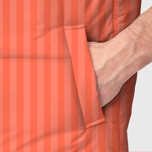 Мужской жилет утепленный 3D Полосатый розово-оранжевый, цвет светло-серый - фото 6