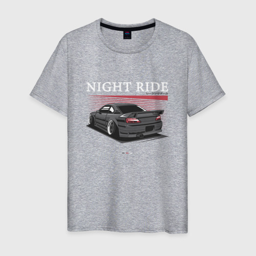 Мужская футболка хлопок Nissan skyline night ride, цвет меланж