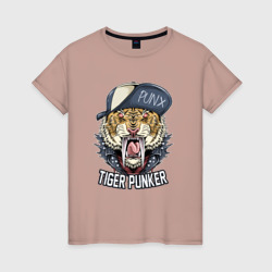 Женская футболка хлопок Панк тигр