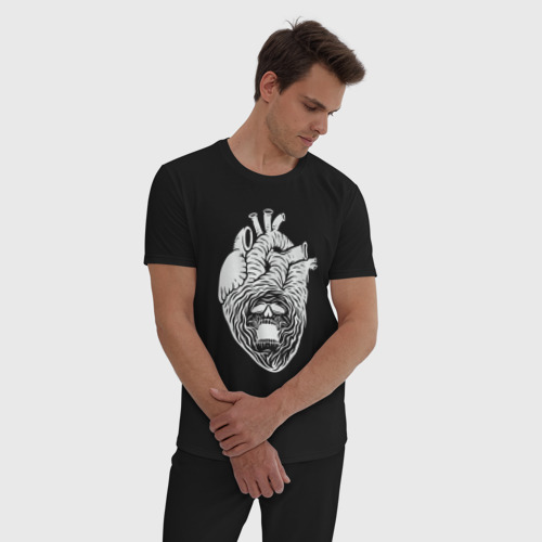 Мужская пижама хлопок Dead heart, цвет черный - фото 3