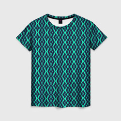 Сине-зелёный волнистый – Женская футболка 3D с принтом купить со скидкой в -26%