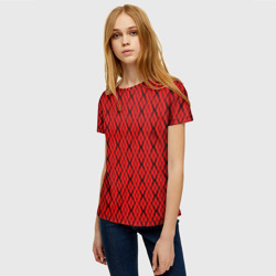 Женская футболка 3D Ярко-красный с чёрными линиями - фото 2