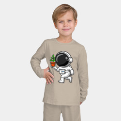 Детская пижама с лонгсливом хлопок Космонавт флорист - фото 2