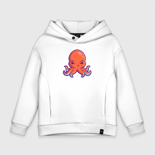 Детское худи Oversize хлопок Orange octopus, цвет белый