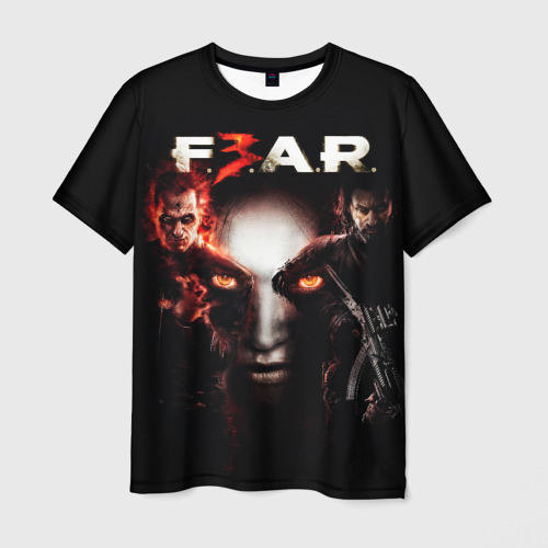 Мужская футболка с принтом FEAR 3, вид спереди №1