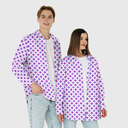 Рубашка с принтом Паттерн сиреневых и фиолетовых ромбов для любого человека, вид спереди №4. Цвет основы: белый