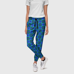 Паттерн из голубых и зеленых окружностей – Женские брюки 3D с принтом купить