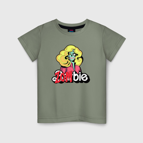 Детская футболка хлопок Барби зомби, цвет авокадо