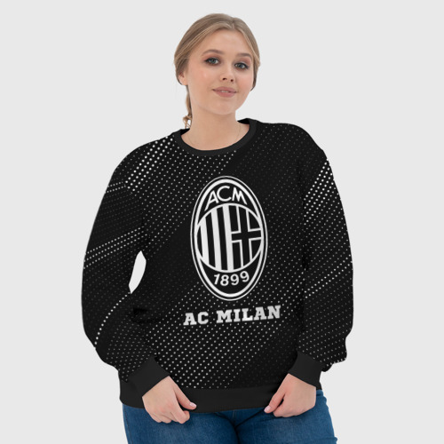 Женский свитшот 3D AC Milan sport на темном фоне, цвет 3D печать - фото 6