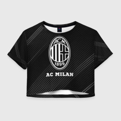 Женская футболка Crop-top 3D AC Milan sport на темном фоне