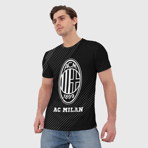 Мужская футболка 3D AC Milan sport на темном фоне, цвет 3D печать - фото 3