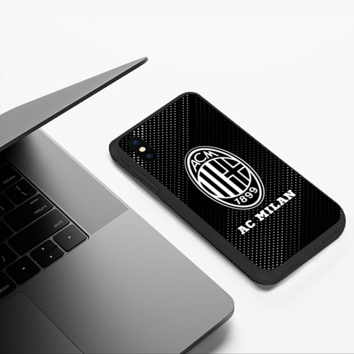 Чехол для iPhone XS Max матовый AC Milan sport на темном фоне - фото 5